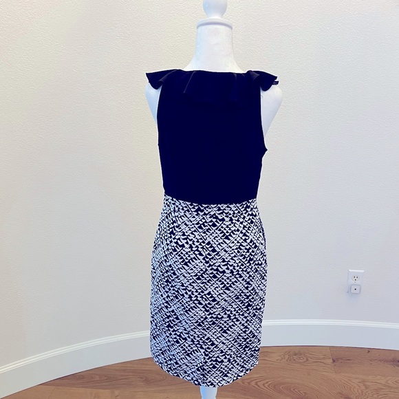 Merona Ruffle Neck Sleeveless Two Tone Sheath Dress - Size 4 (Black) - Picture 2 of 6